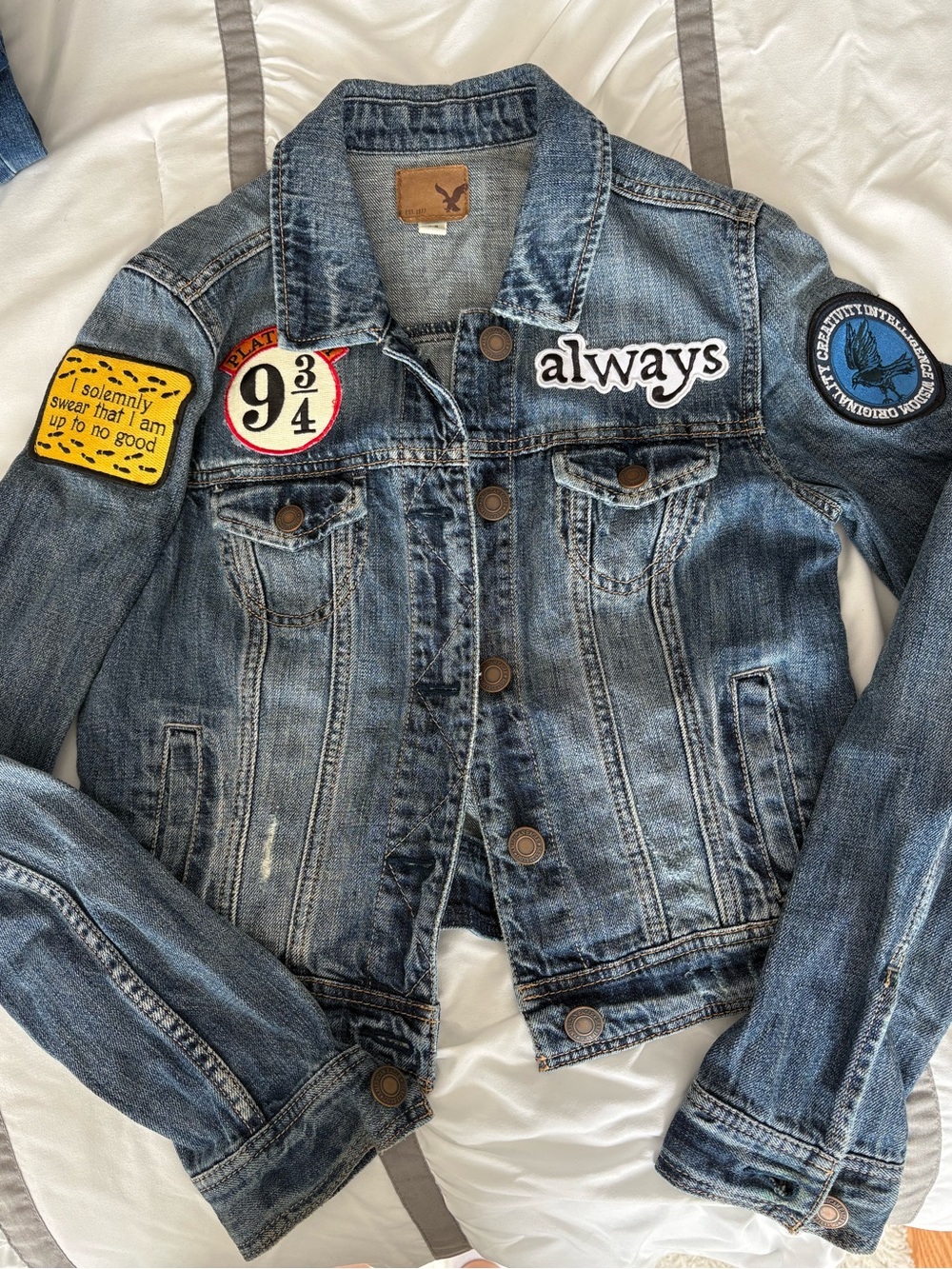 Harry Potter / American Eagle Blue Denim Jean Jacket with Patches
